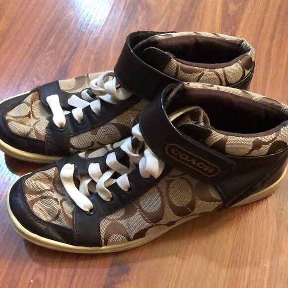 Coach Signature logo high top sneakers size 6 - Picture 4 of 10